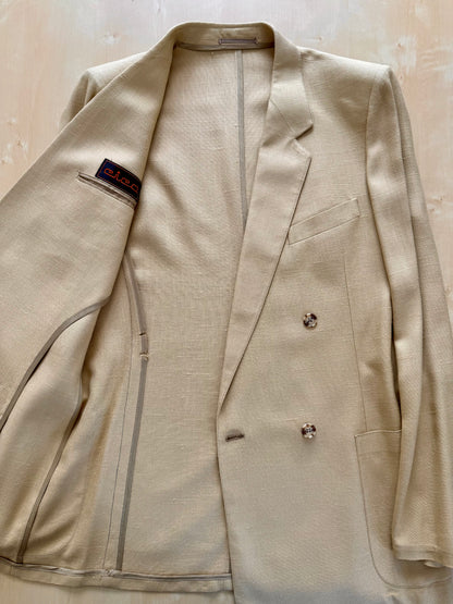 Completo doppiopetto estivo anni ‘70 in misto lino beige - tg. 44/46