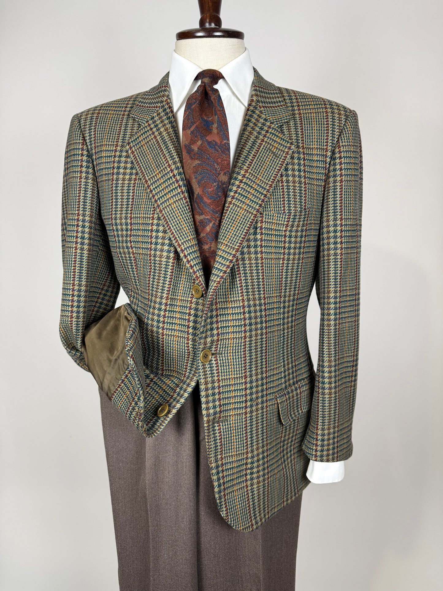 Giacca Burberrys anni ‘90 principe di Galles verde lana e cashmere - tg. 50 corta