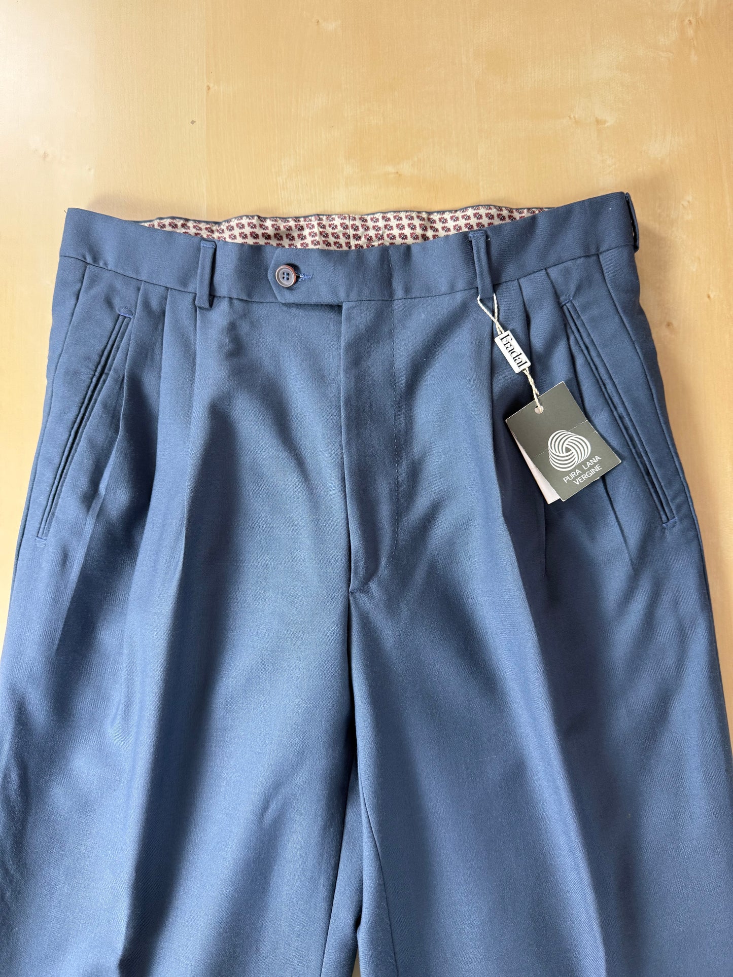 Pantaloni fresco lana verde petrolio 3 pinces anni '80 - tg. 48