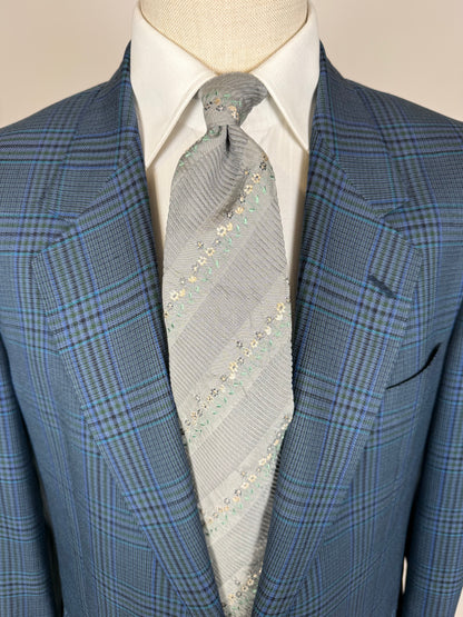 Cravatta Kenzo grigia ricamo floreale