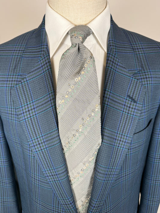 Cravatta Kenzo grigia ricamo floreale