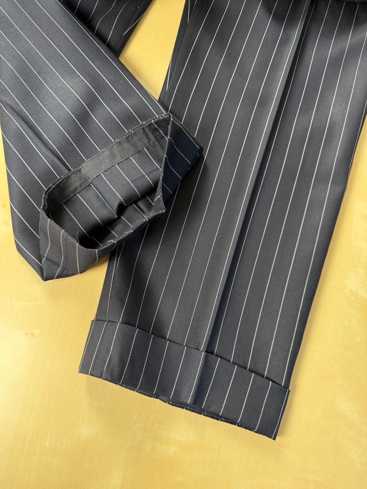 Completo sartoriale flanella pettinata blu gessato - tg. 56 drop 0-2
