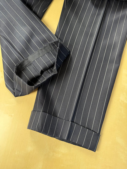 Completo sartoriale flanella pettinata blu gessato - tg. 56 drop 0-2