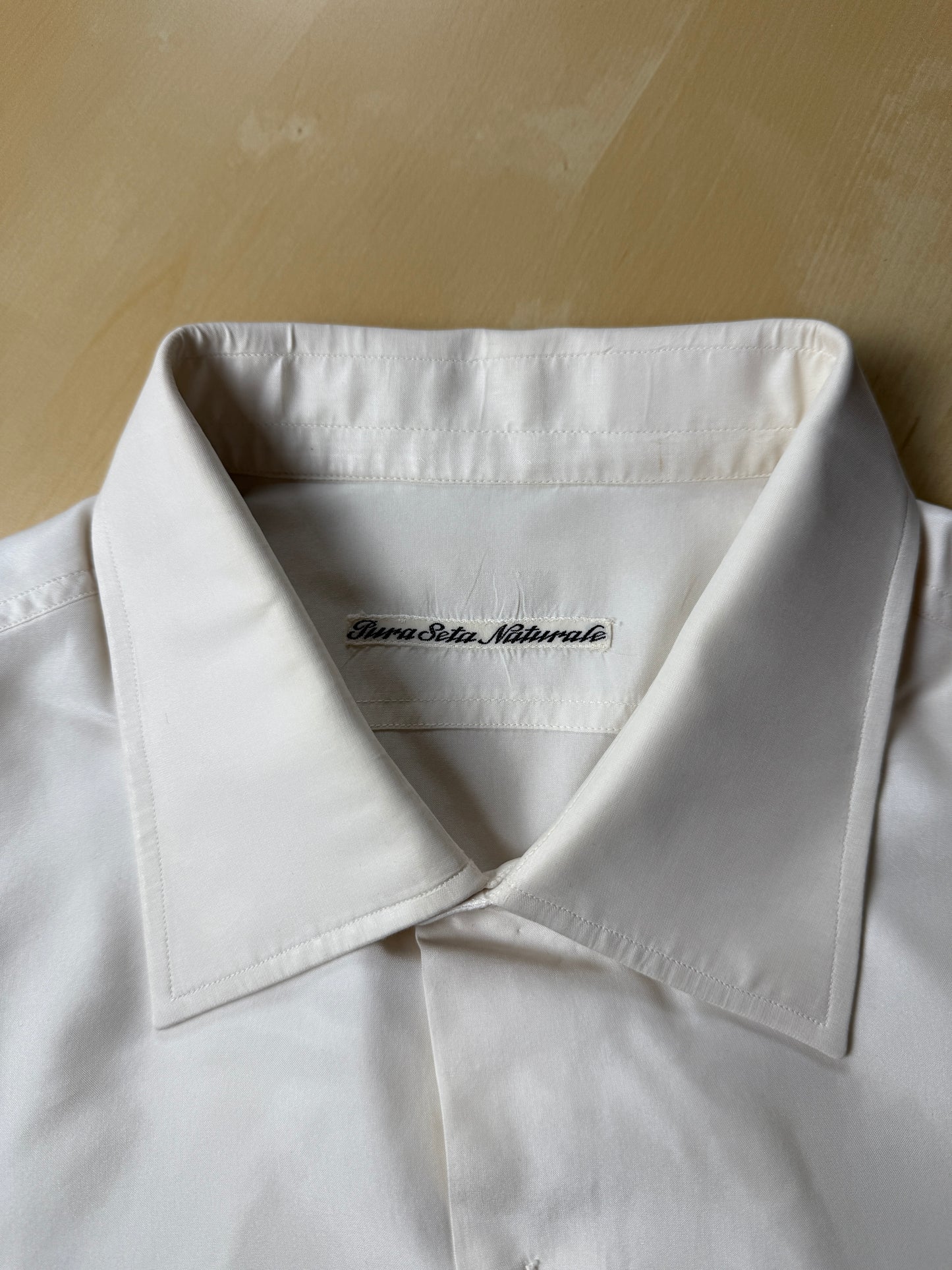 Camicia da smoking anni ‘70 in seta pura - collo 43 tg. L