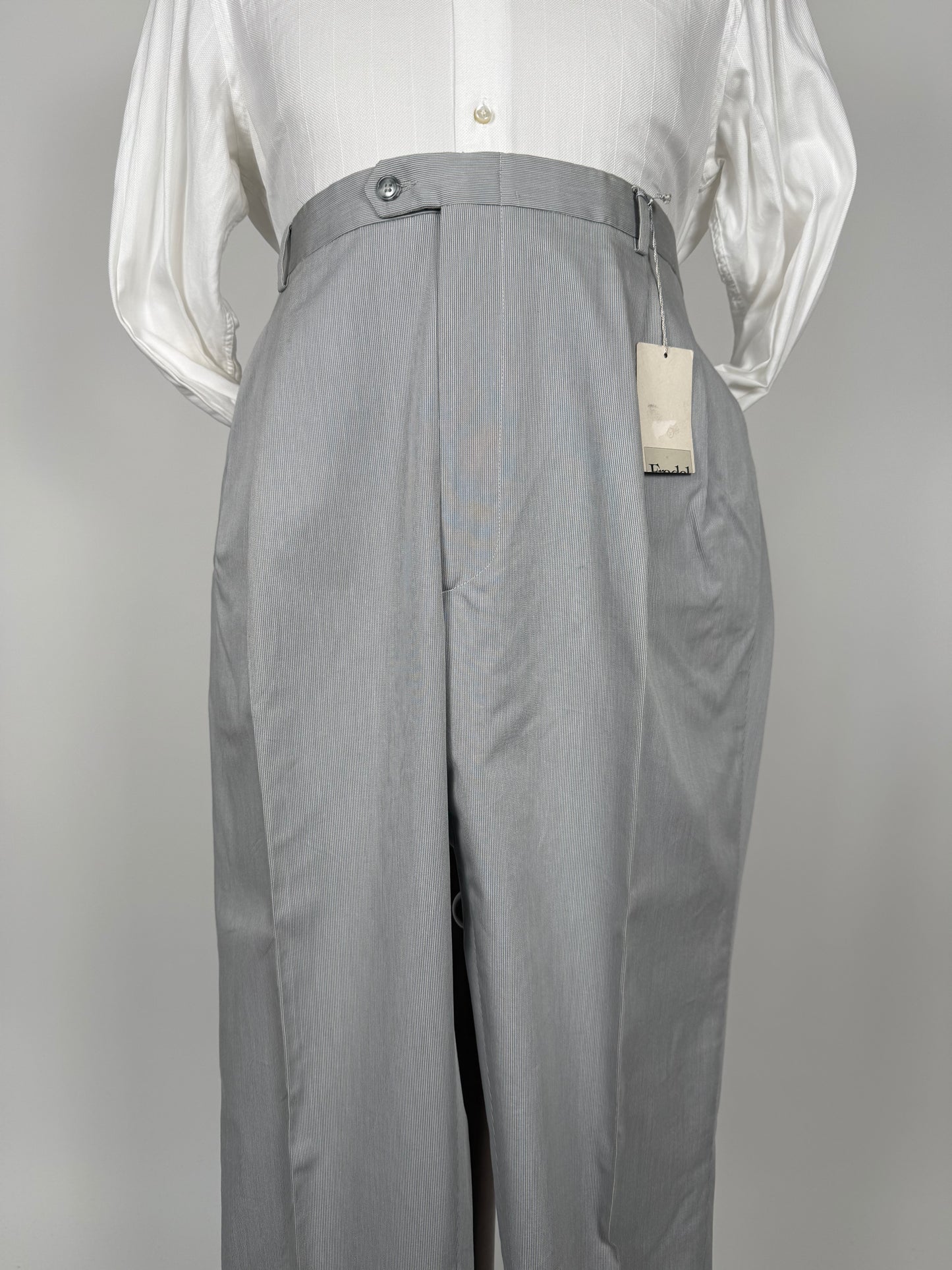 Pantaloni estivi cotone mille righe turchese (NOS) - tg. 58/60