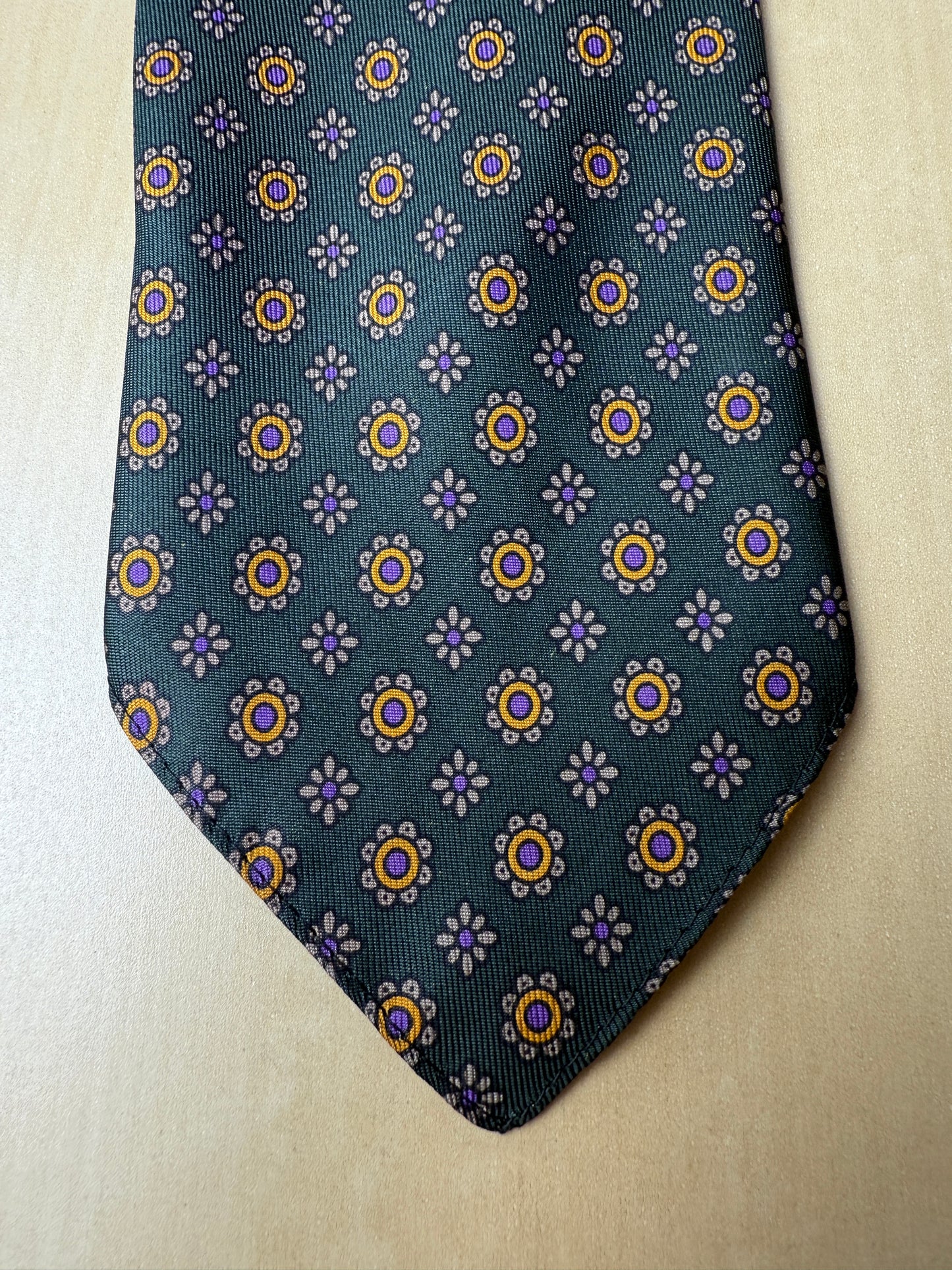 Cravatta inglese micro fantasia fiori