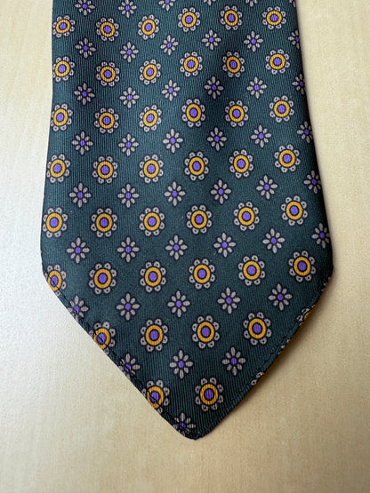 Cravatta inglese micro fantasia fiori