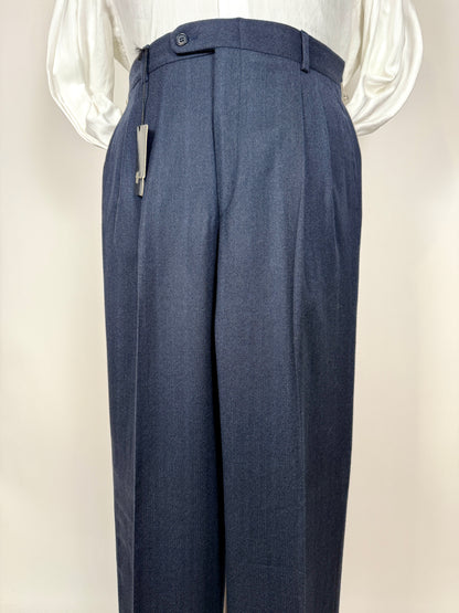 Pantaloni in flanella blu trama righe (NOS) - tg. 46/48