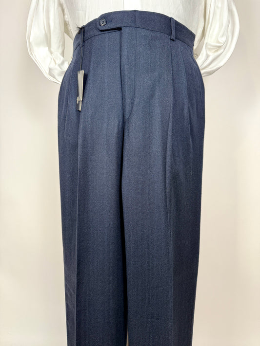 Pantaloni in flanella blu trama righe (NOS) - tg. 46/48