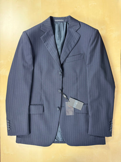 Completo fresco lana blu gessato anni '90 (NOS) - tg. 46