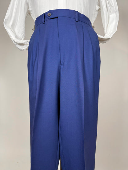 Pantaloni fresco lana blu china anni '80 (NOS) - tg. 44