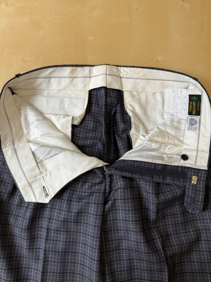 Pantalone in fresco lana anni '70/'80 a quadri blu (NOS) - tg. 46