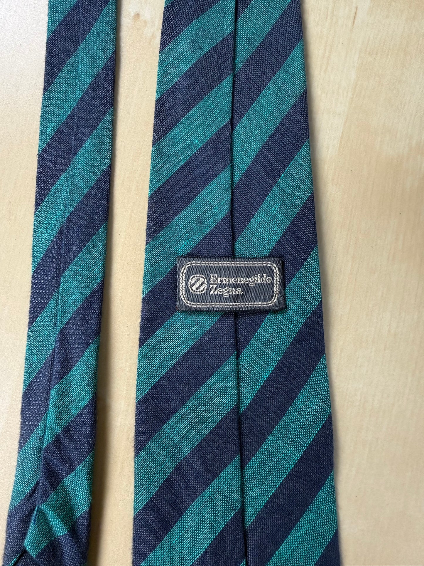 Cravatta Ermenegildo Zegna regimental in lino