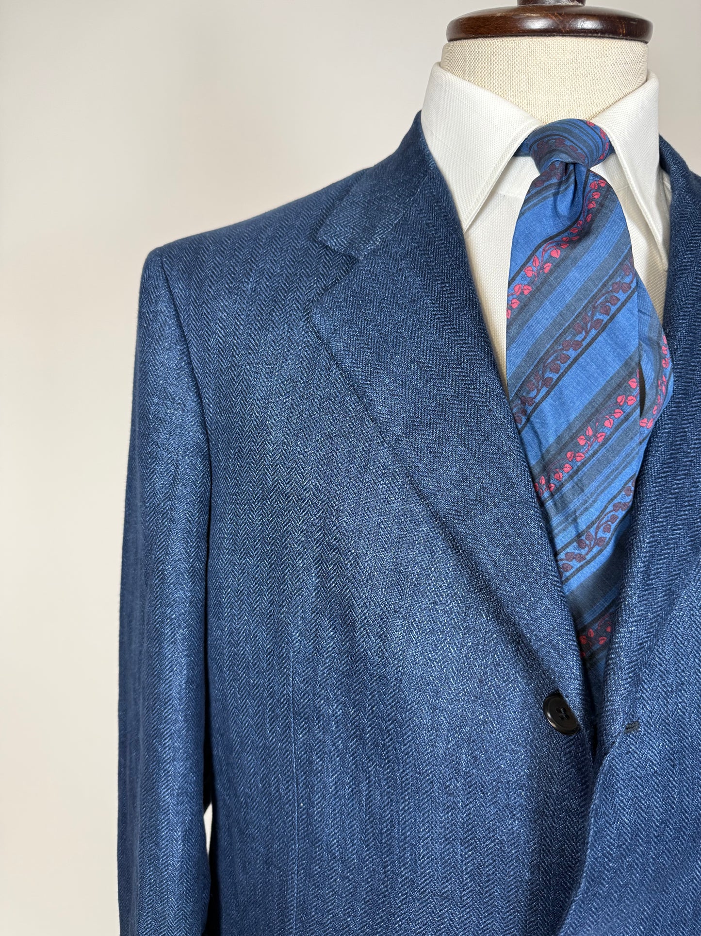 Giacca Isaia in puro lino spigato blu china - tg. 56