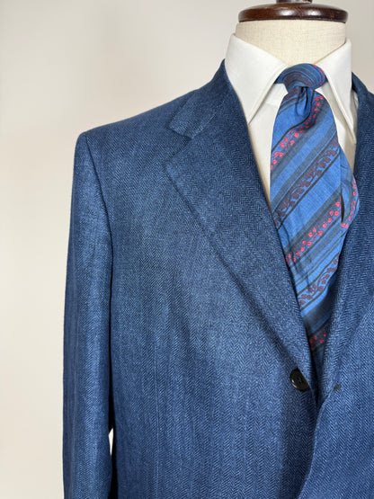 Giacca Isaia in puro lino spigato blu china - tg. 56