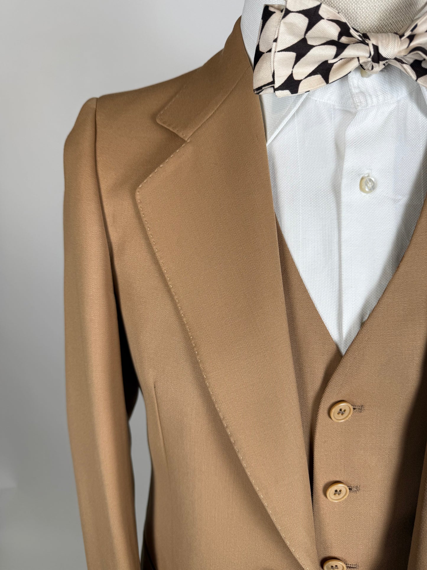 Completo 3 pezzi anni ‘70 twill pettinato beige - tg. 44