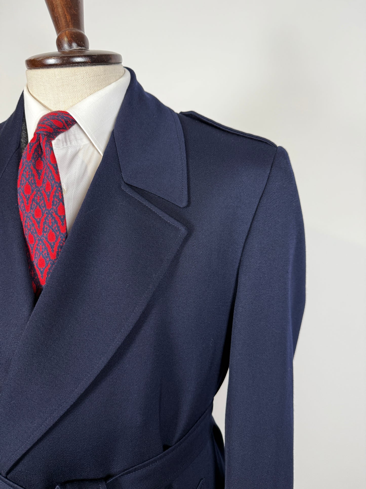 Soprabito anni ‘70 in lana pettinata blu - tg. 48-50