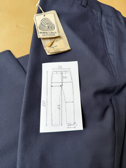 Pantalone anni ‘90 in fresco lana blu (NOS) - tg. 58/60