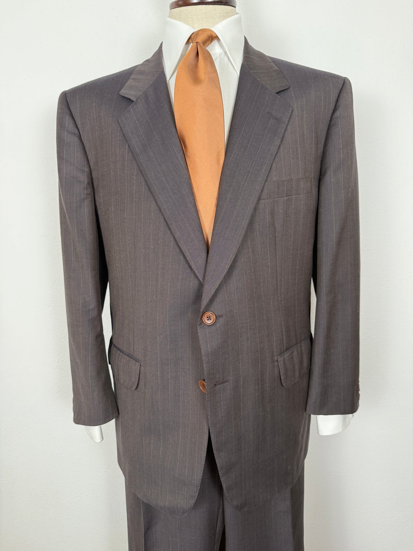 Completo Belvest anni '80 marrone gessato - tg. 56/58