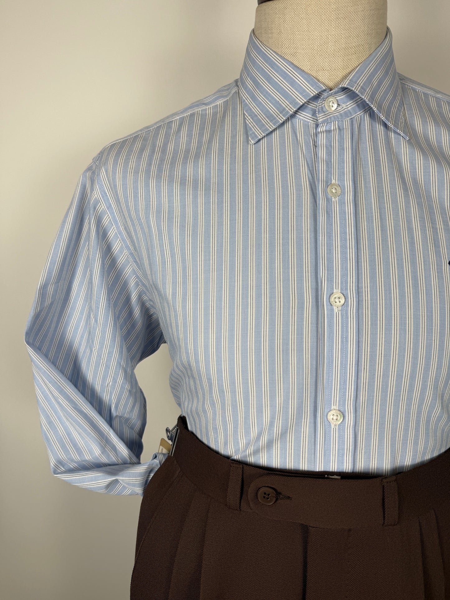 Camicia Ballantyne azzurra a righe - tg. L collo 42