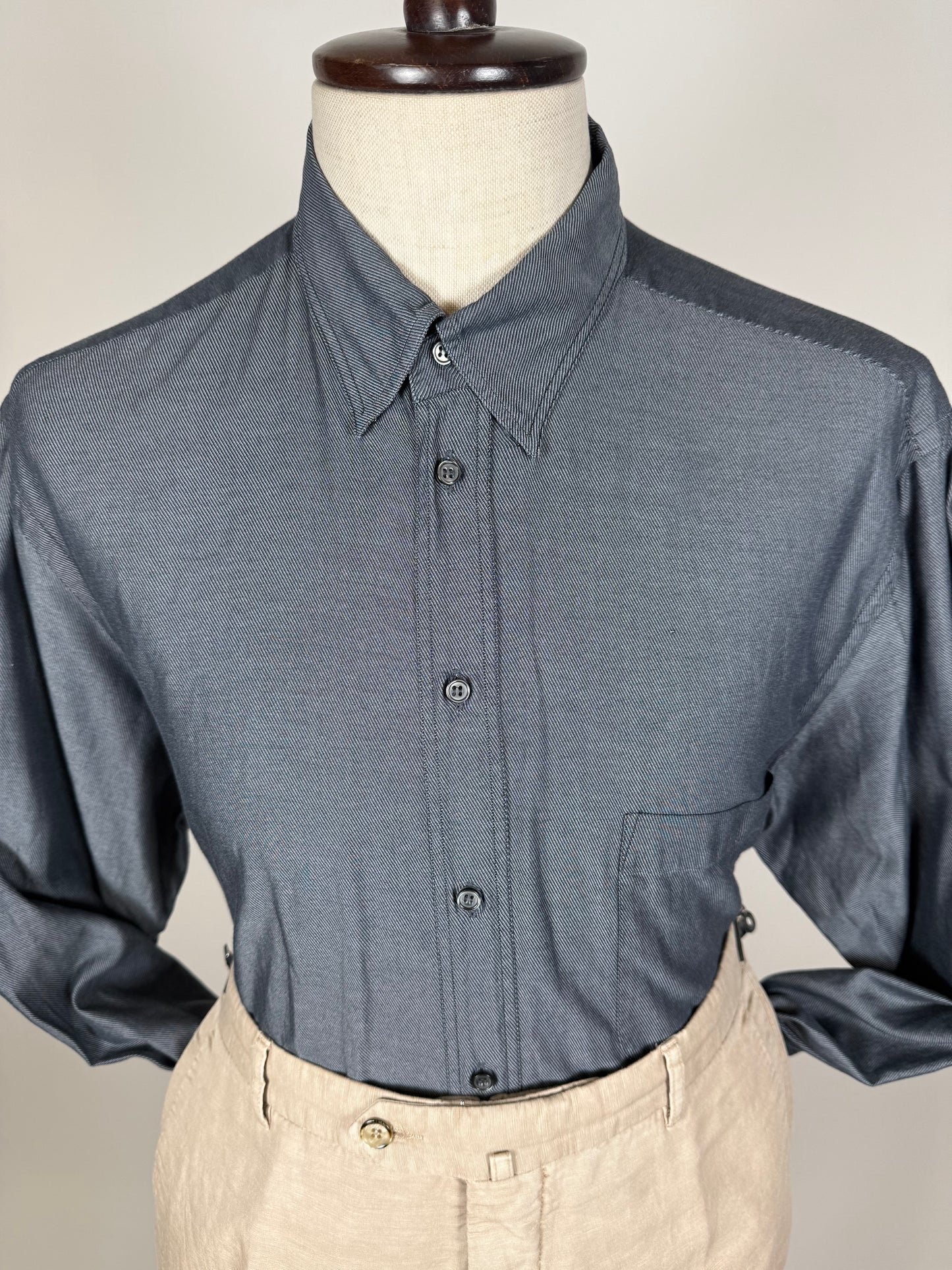 Camicia Armani Collezioni twill blu - L/XL collo 44