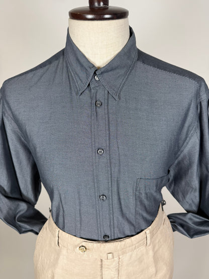 Camicia Armani Collezioni twill blu - L/XL collo 44