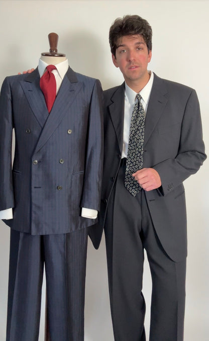 Completo Armani anni '90 fresco lana grigio petrolio - tg. 54