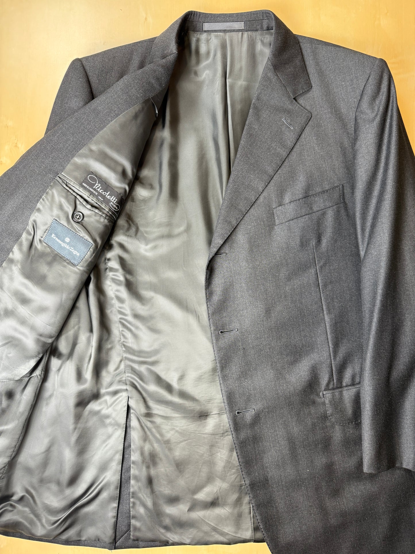 Giacca Ermenegildo Zegna anni ‘90 lana pettinata grigio antracite - tg. 52 drop basso