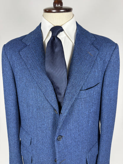Giacca De Paz vintage tweed spigato blu - tg. 54