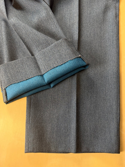 Pantaloni anni ‘80 flanella blu-azzurro mélange - tg. 56