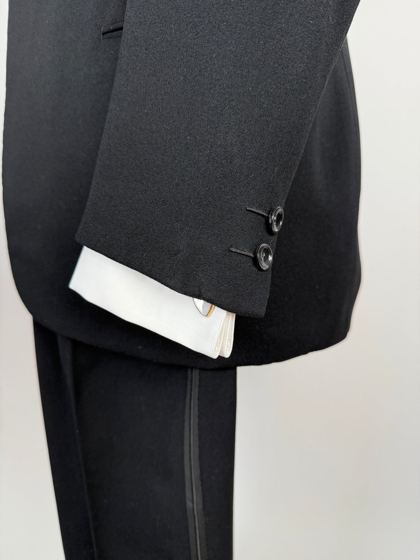 Smoking sartoriale anni ‘40/‘50 monopetto revers a lancia - tg. 46/48