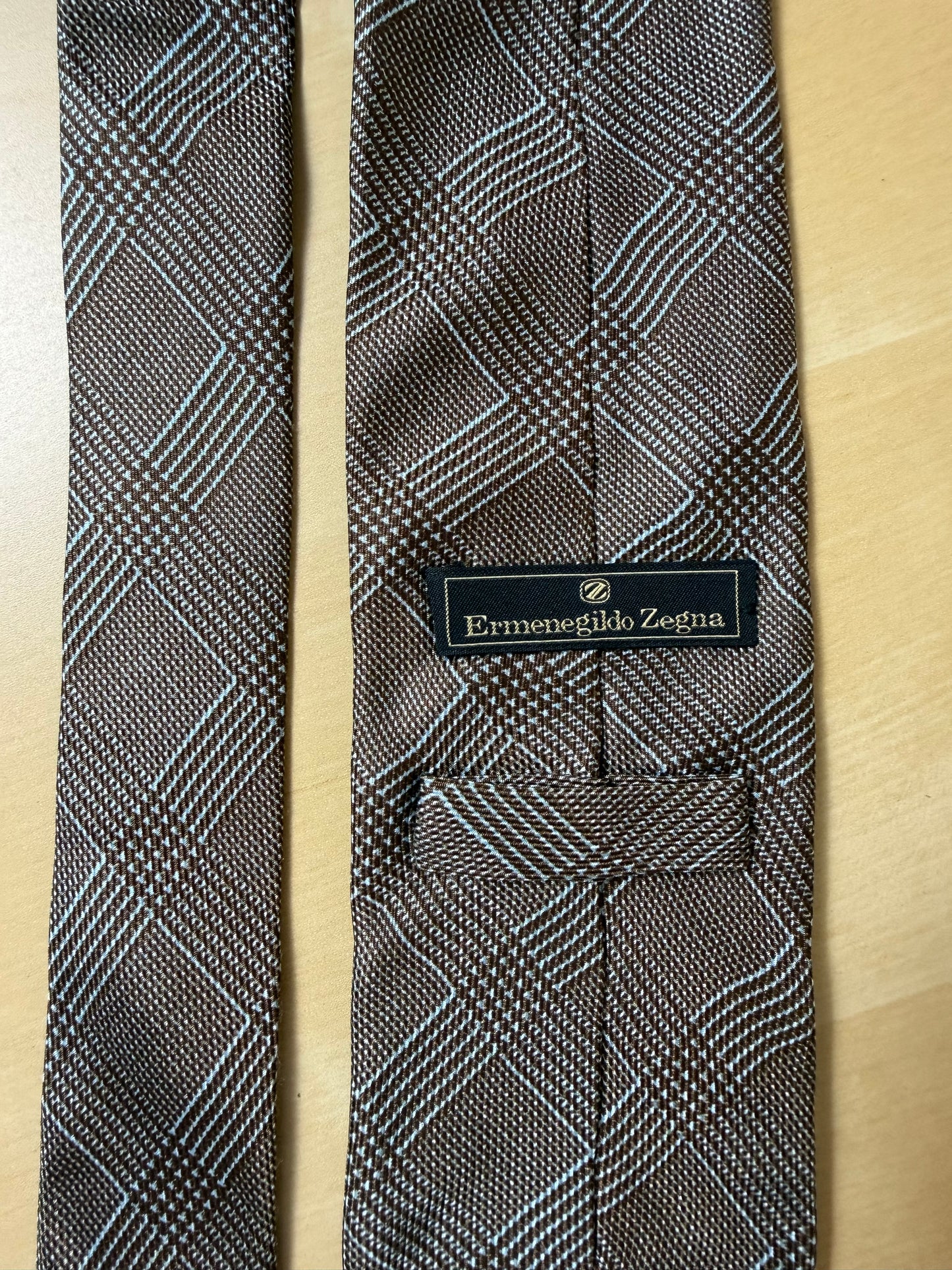 Cravatta Ermenegildo Zegna principe di Galles tabacco