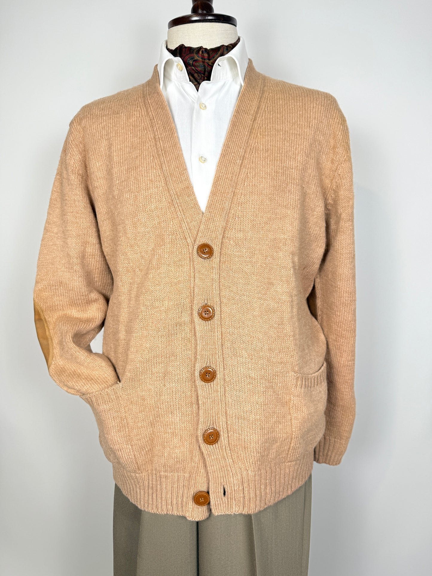 Cardigan vintage in cammello e lana - tg. L (50/52)