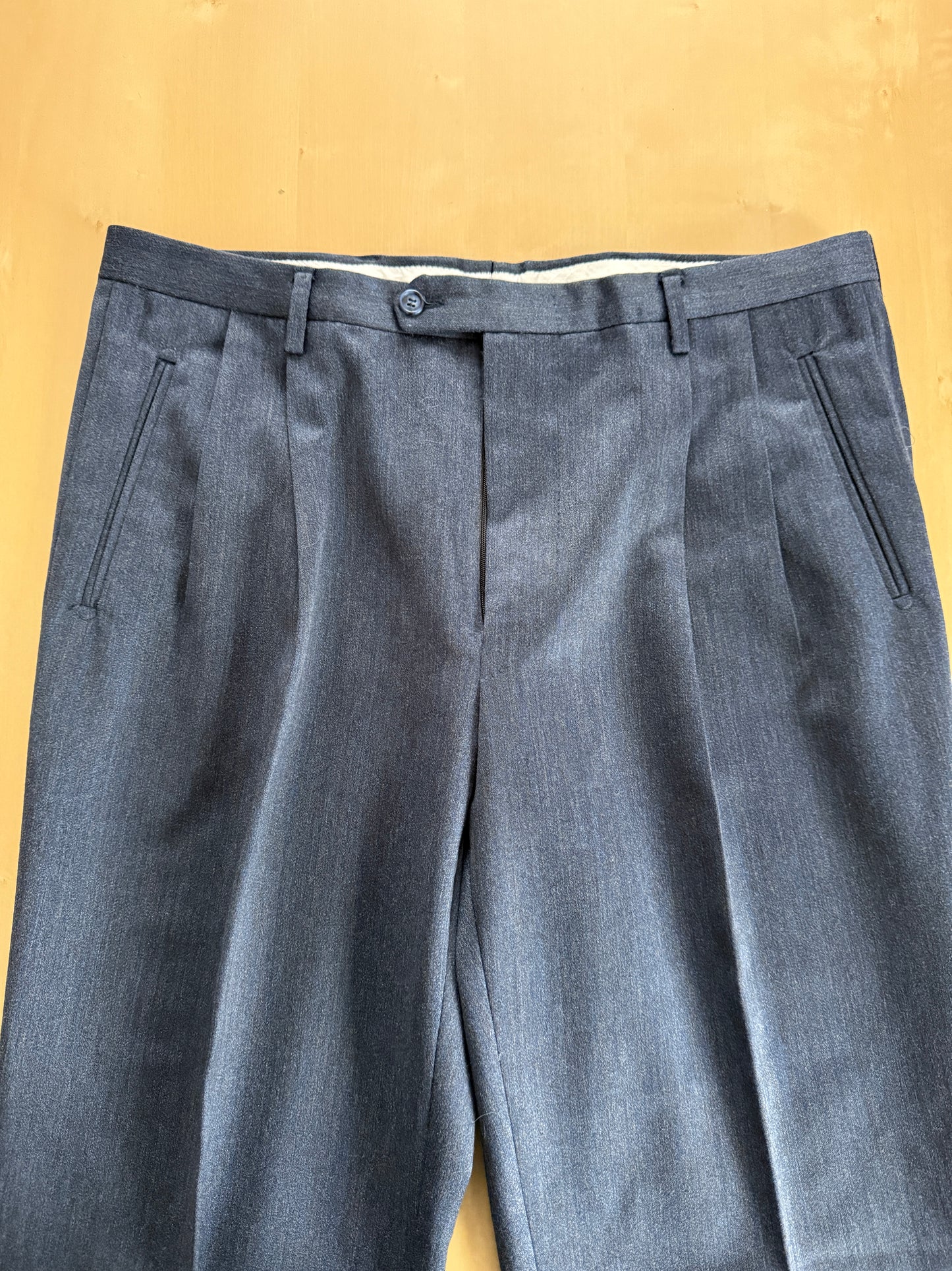 Pantaloni anni ‘80 flanella pettinata blu mélange - tg. 52