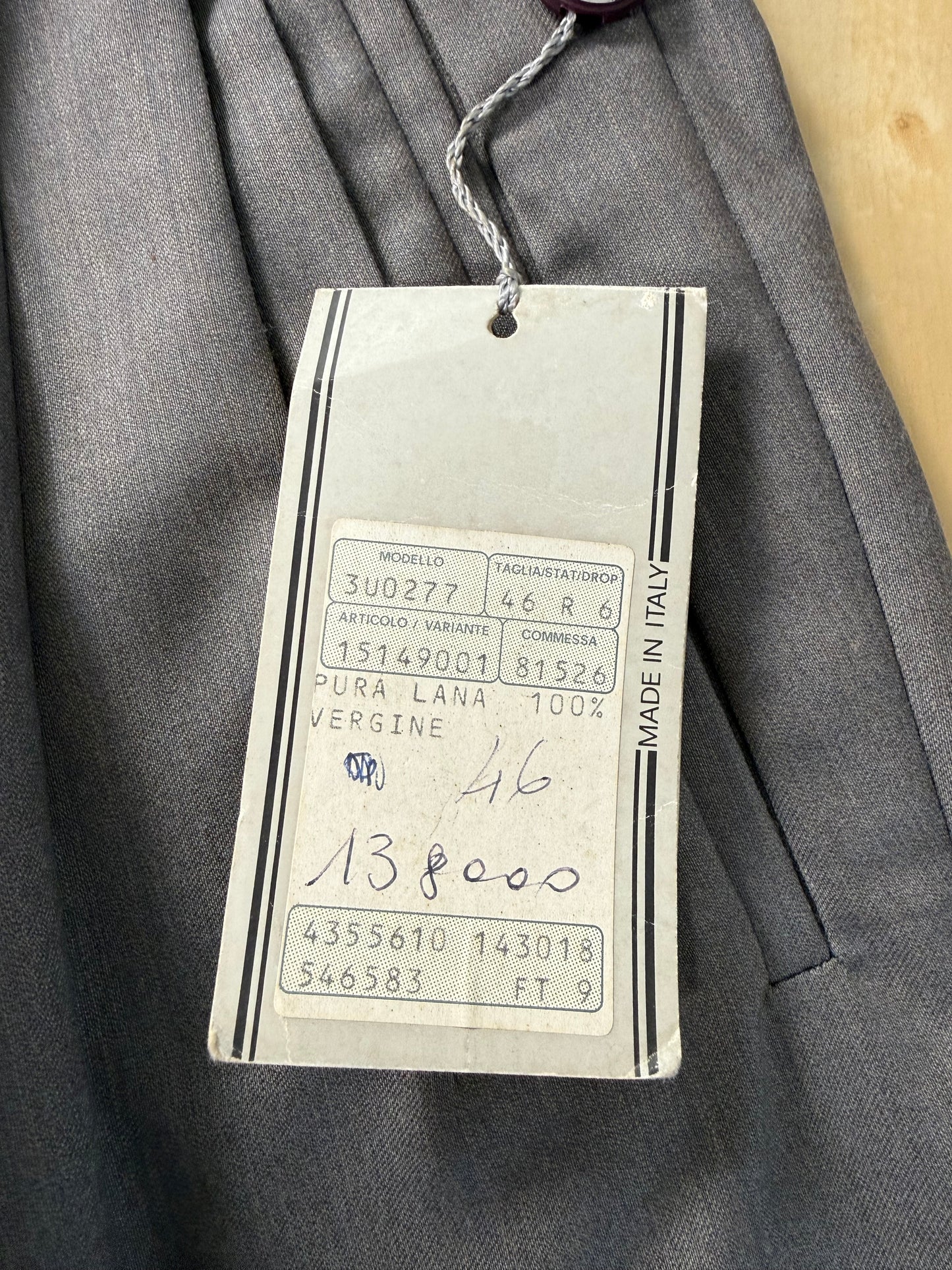 Pantaloni anni '80 NOS fresco lana grigio-verde (4 pinces!) - tg. 44/46
