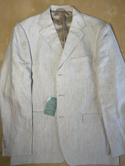 Completo in puro lino color panna gessato - tg. 52