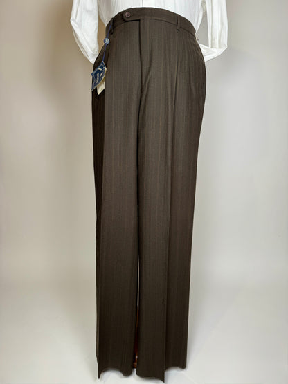 Pantaloni anni ‘80 flanella pettinata marrone scuro (NOS) - tg. 50