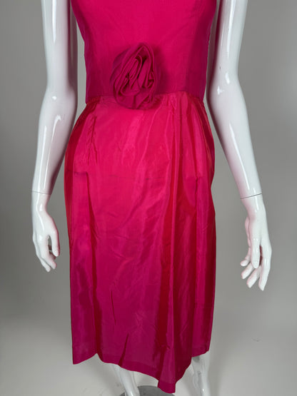 Abito sartoriale anni '80 in chiffon di seta - tg. 38 XS/S