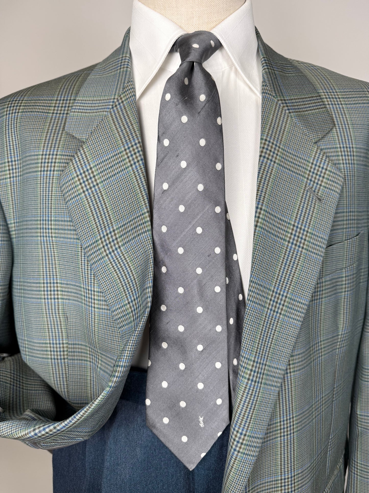 Cravatta Yves Saint Laurent seta shantung a pois