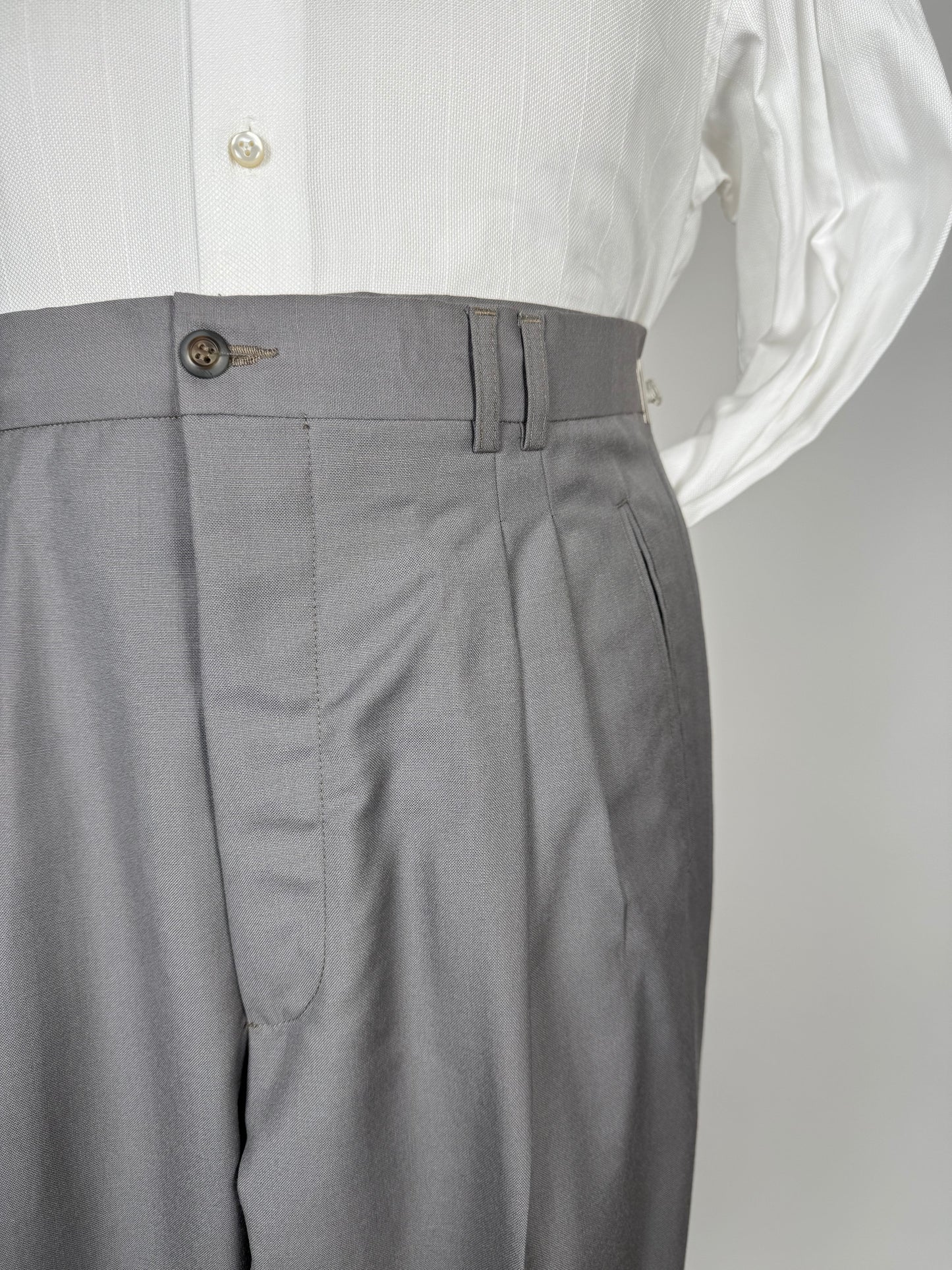 Pantaloni fresco lana verde-grigio anni '80 (NOS) - tg. 50