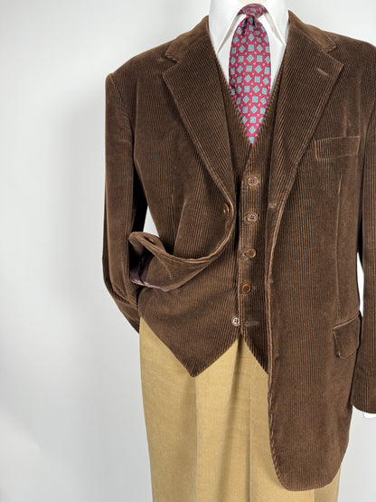 Giacca + panciotto anni '90 in velluto a coste marrone - tg. 56