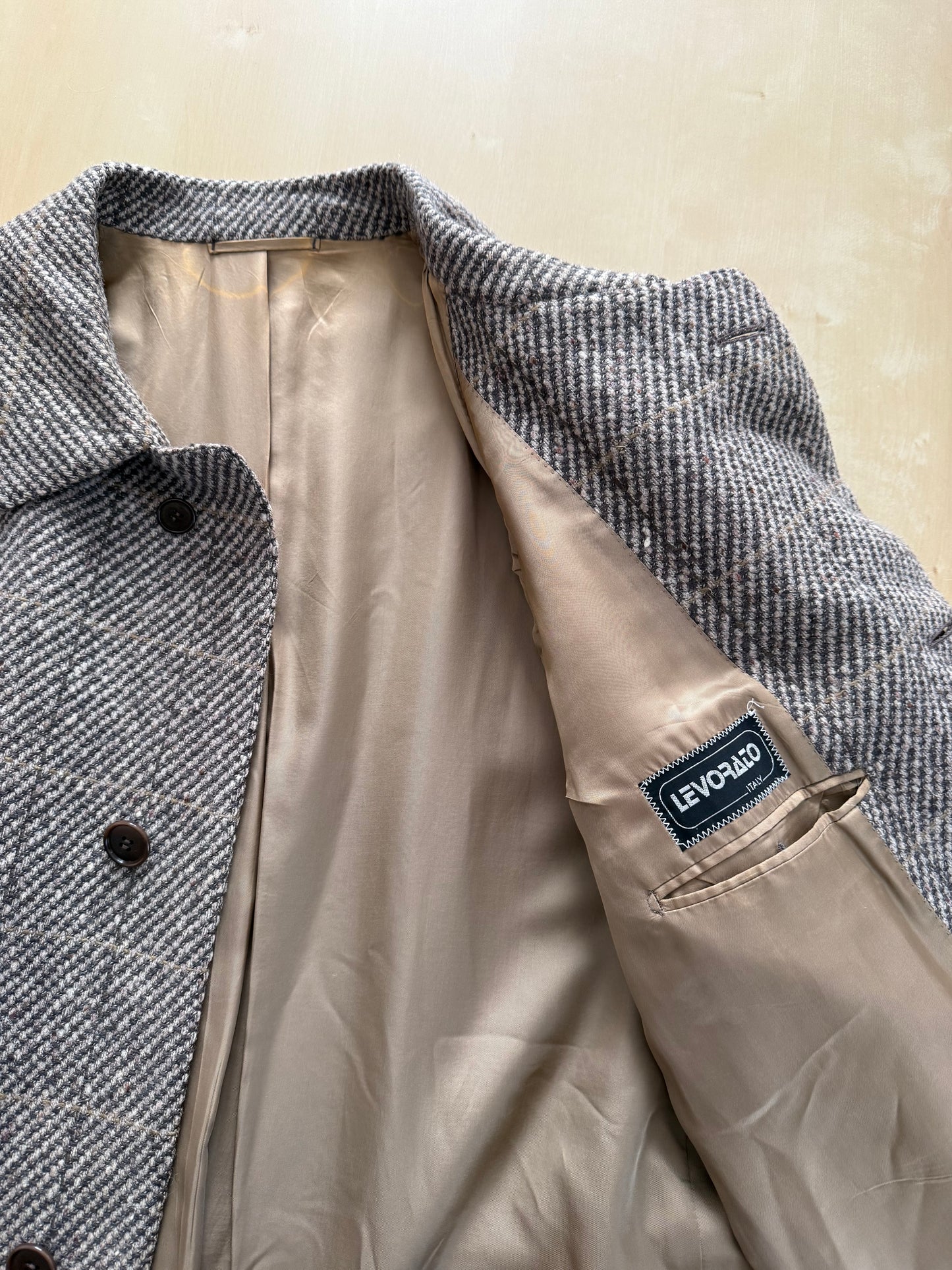 Cappotto raglan anni ‘80 tweed finestrato - tg. 54-56