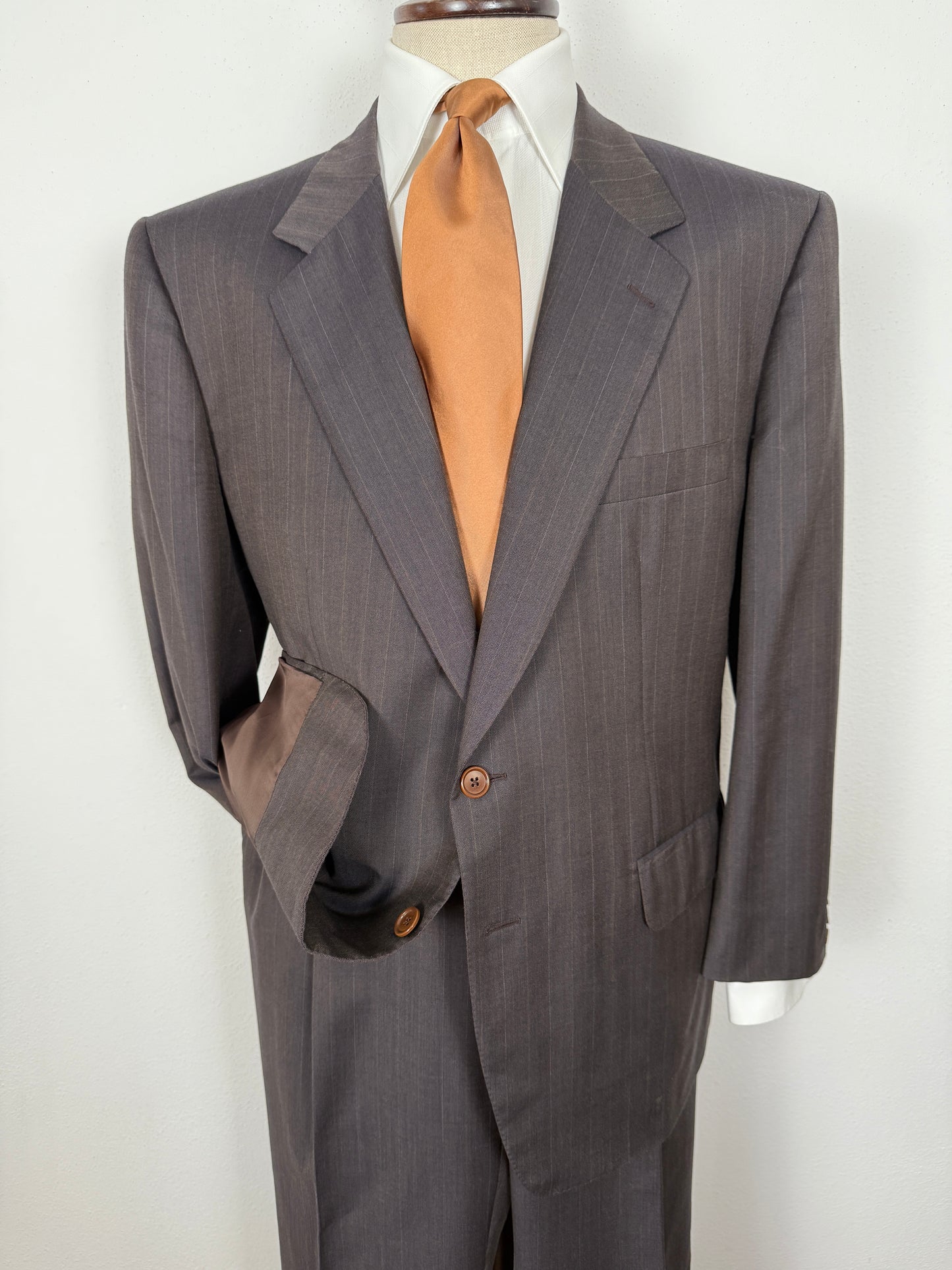 Completo Belvest anni '80 marrone gessato - tg. 56/58