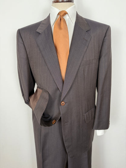 Completo Belvest anni '80 marrone gessato - tg. 56/58