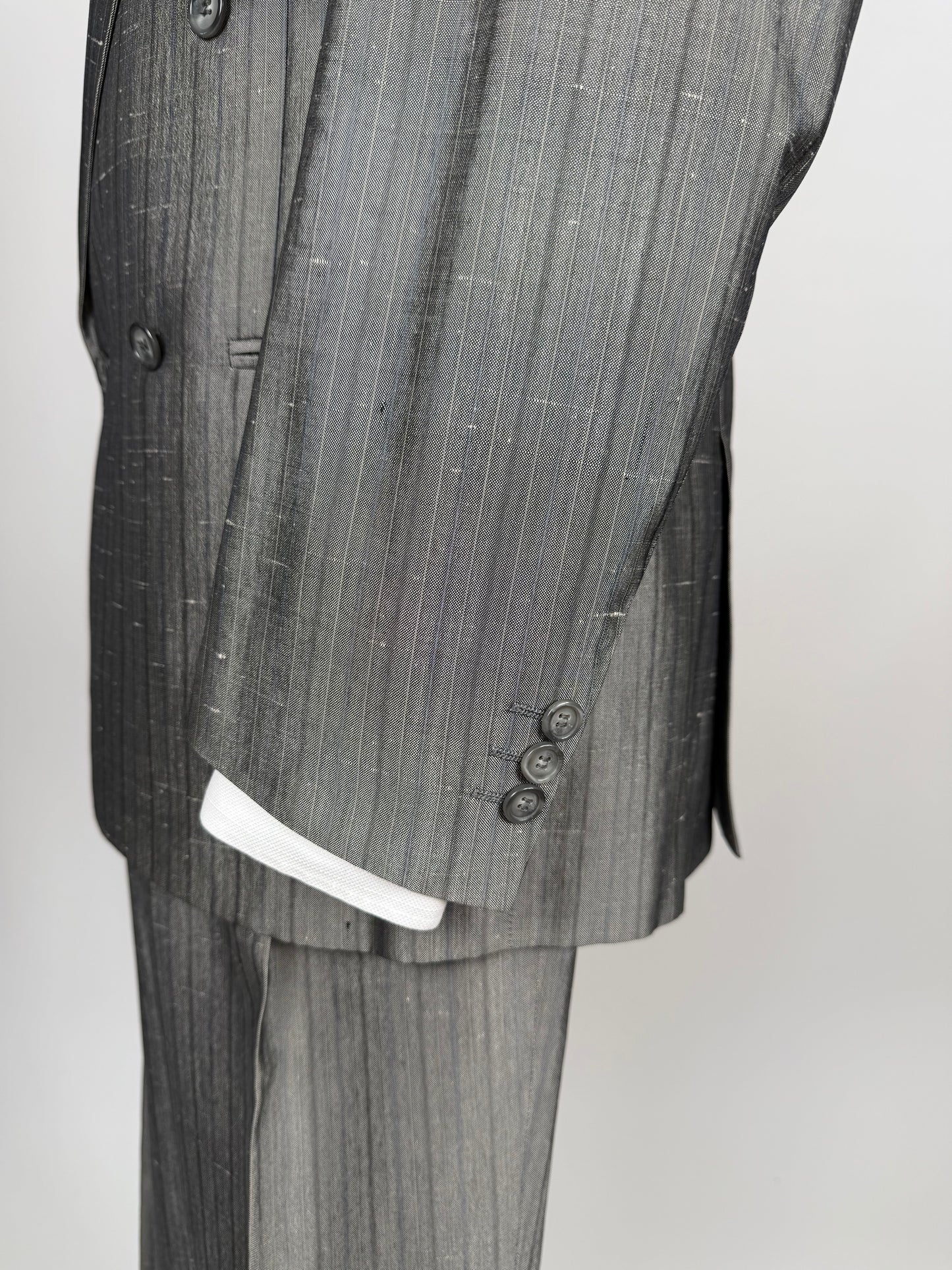 Completo doppiopetto anni ‘70/‘80 pura seta shantung - tg. 48/50