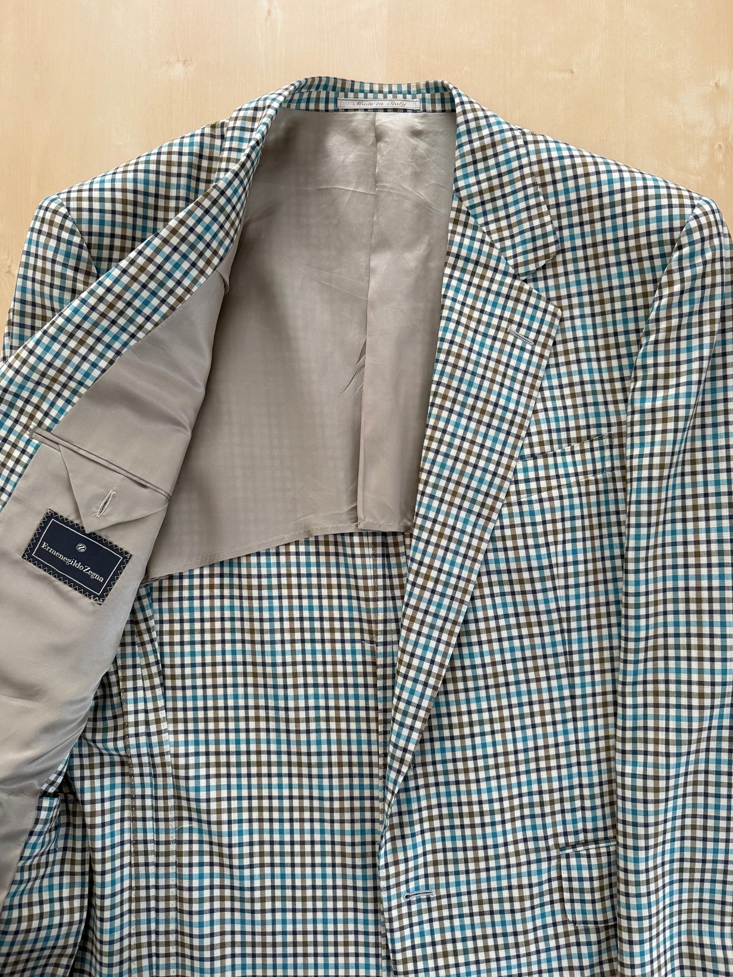 Giacca Ermenegildo Zegna quadretti fresco lana mezza fodera - tg. 52