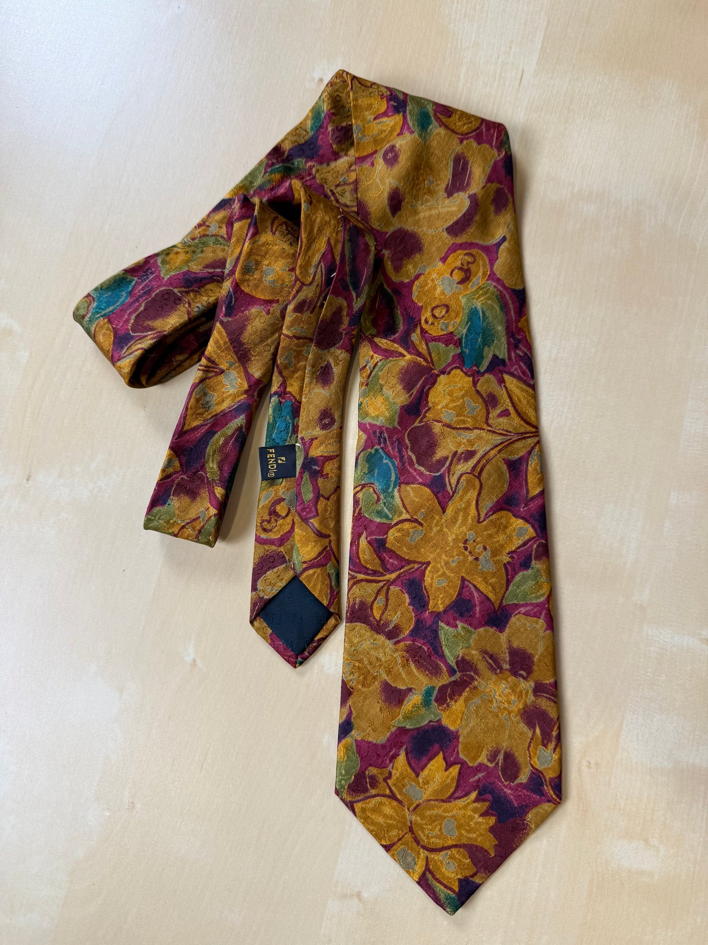 Cravatta Fendi vintage floreale jacquard