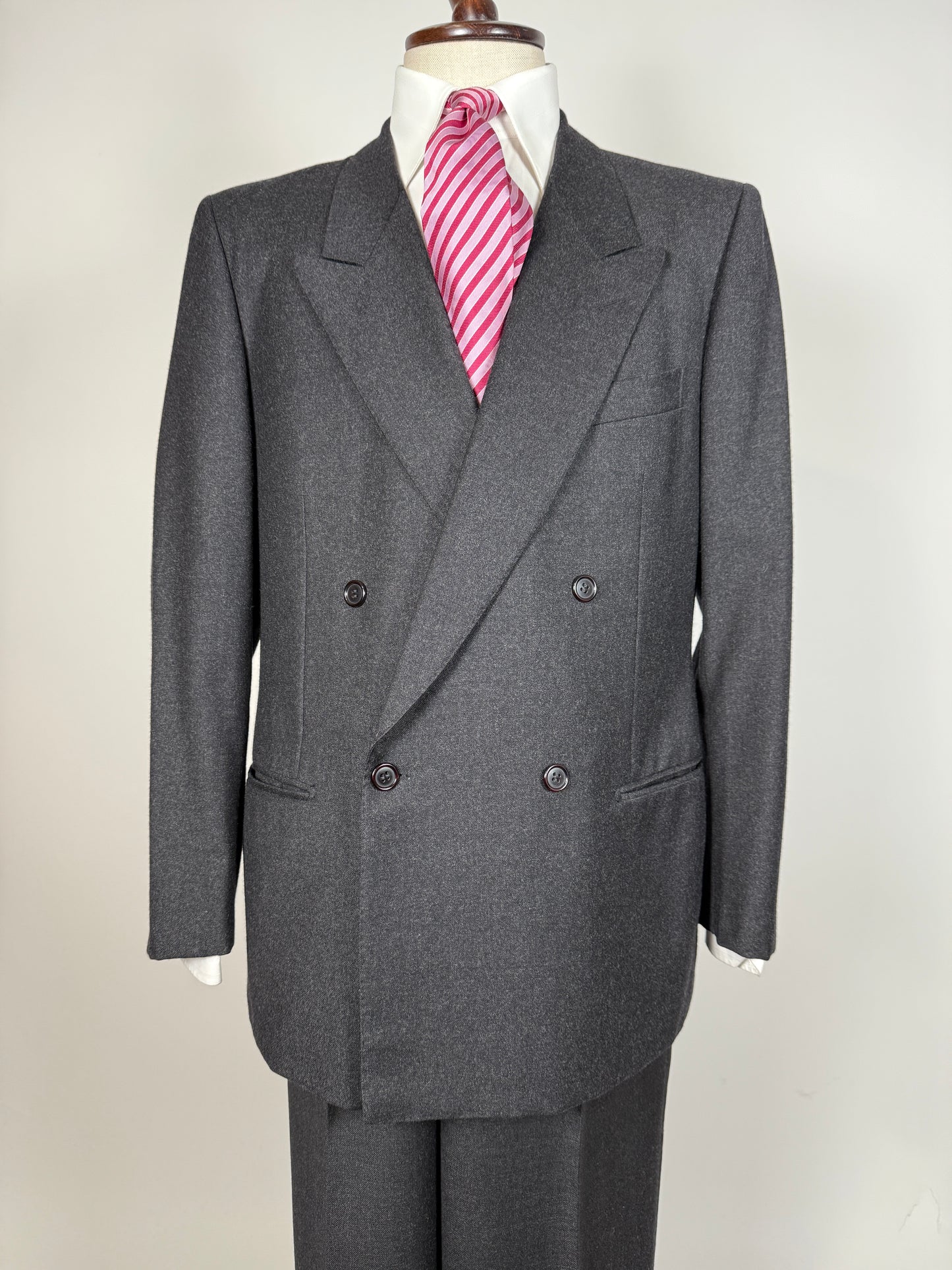Completo doppiopetto anni ‘70/‘80 flanella antracite - tg. 52