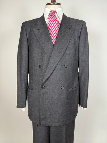 Completo doppiopetto anni ‘70/‘80 flanella antracite - tg. 52