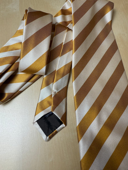 Cravatta regimental oro e panna